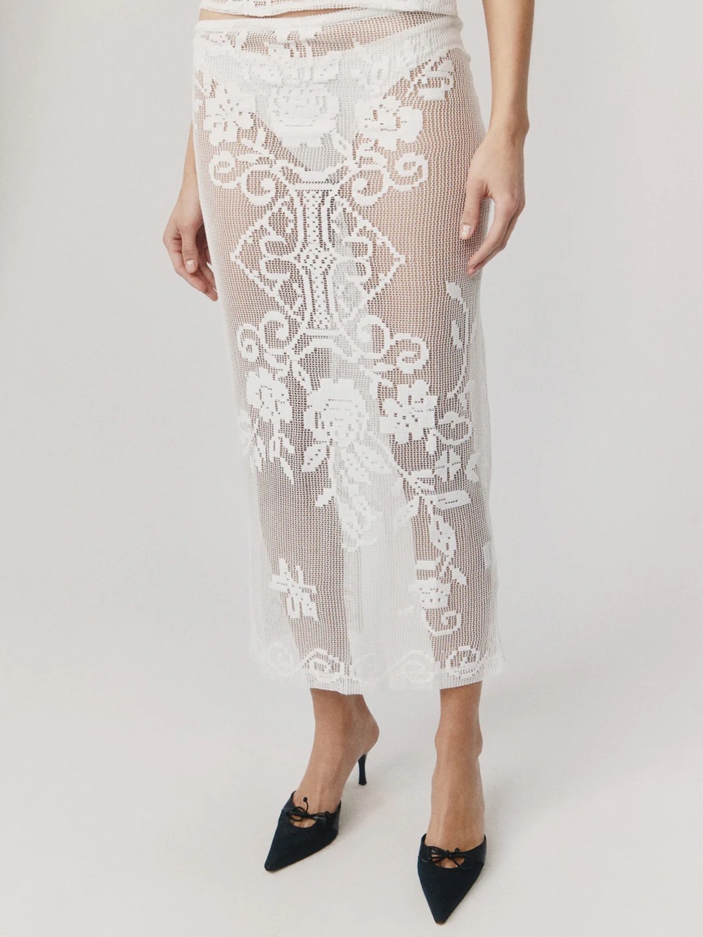 With Jean White Lace Midi Skirt - Picture 3 of 4